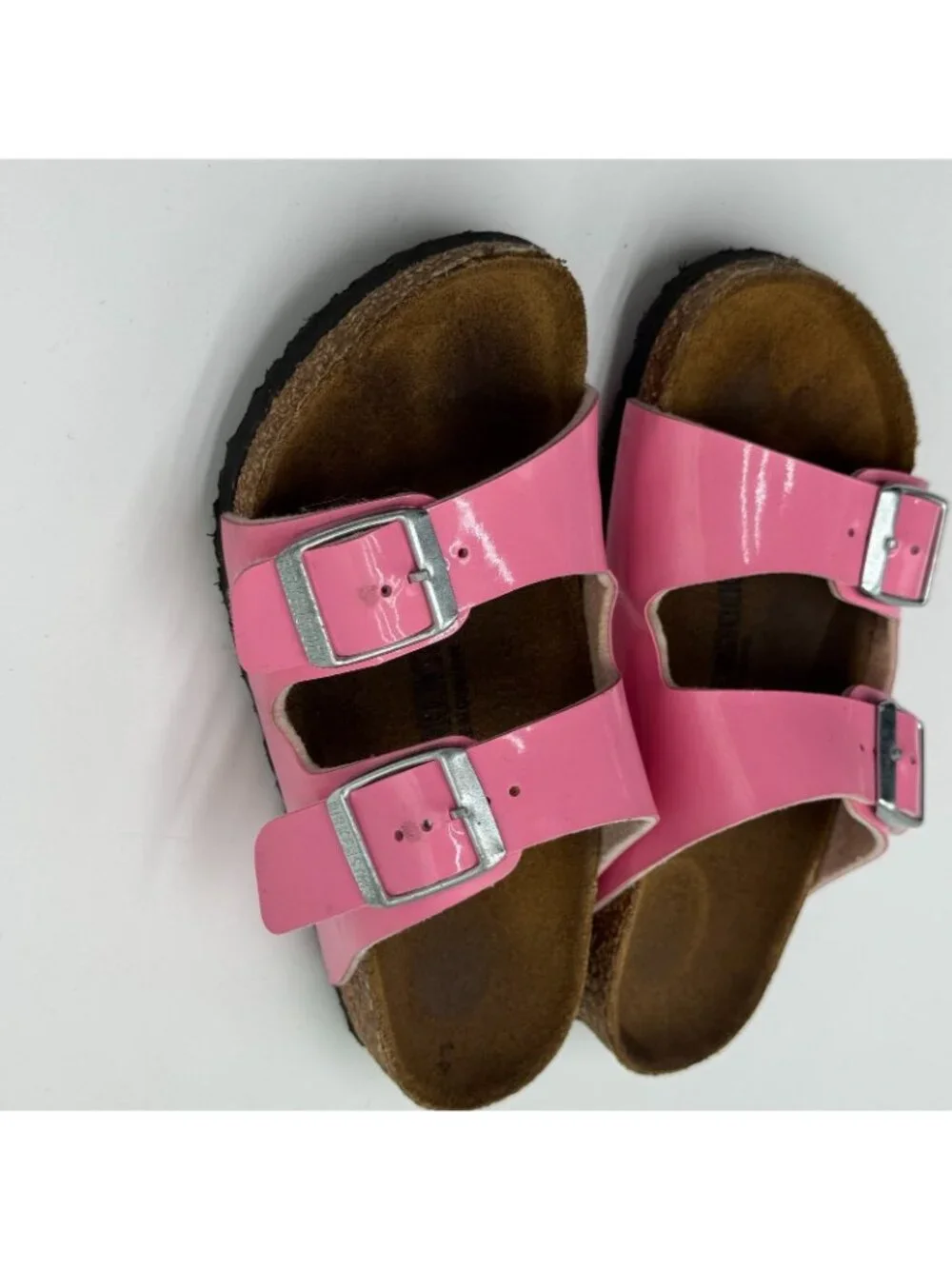 Birkenstock Arizona Slide Sandal Girl 12.5 Pink Patent Leather Flat Double Strap